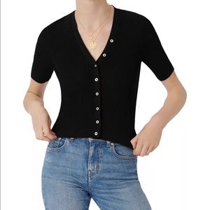 Maje short sleeve fine v-neck sweater